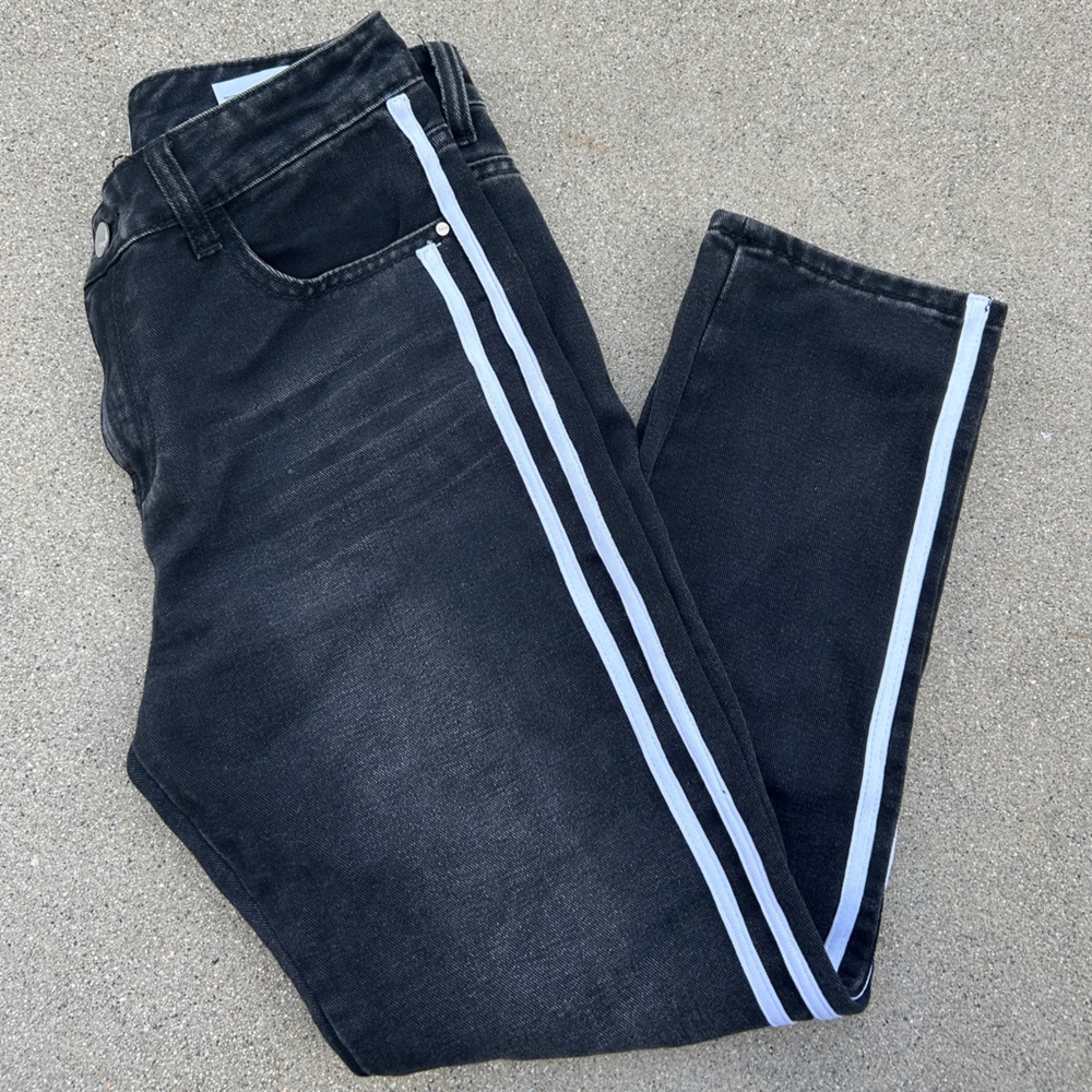 Redial Premium Denim Collection Black Jeans with White Stripe Women Size 6